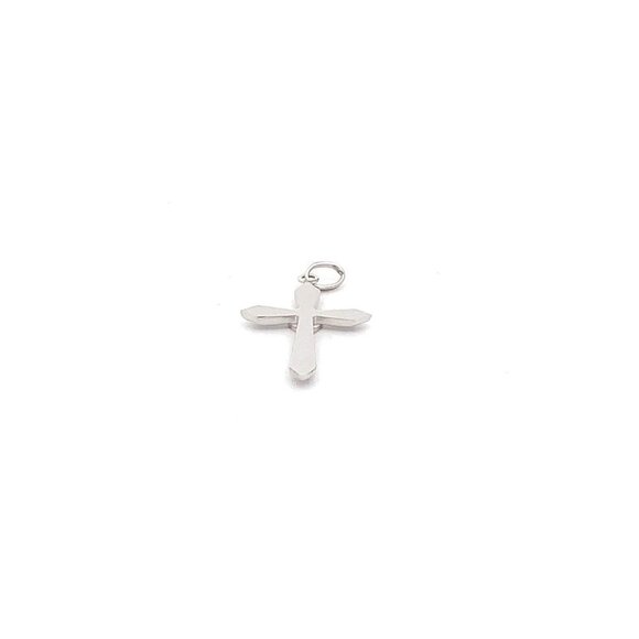 18K White Gold Pendant Cross Religious Small 0.88 grams with Defects - Picture 6 of 13